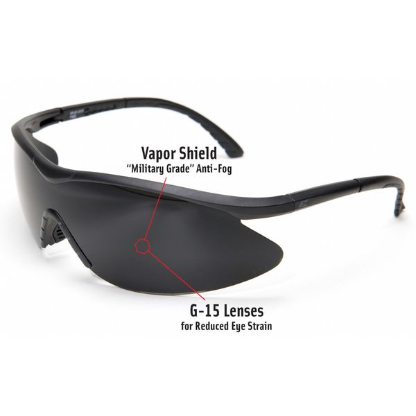 Safety Glasses, Wraparound G-15 Polycarbonate Lens, Anti-Fog, Scratch-Resistant