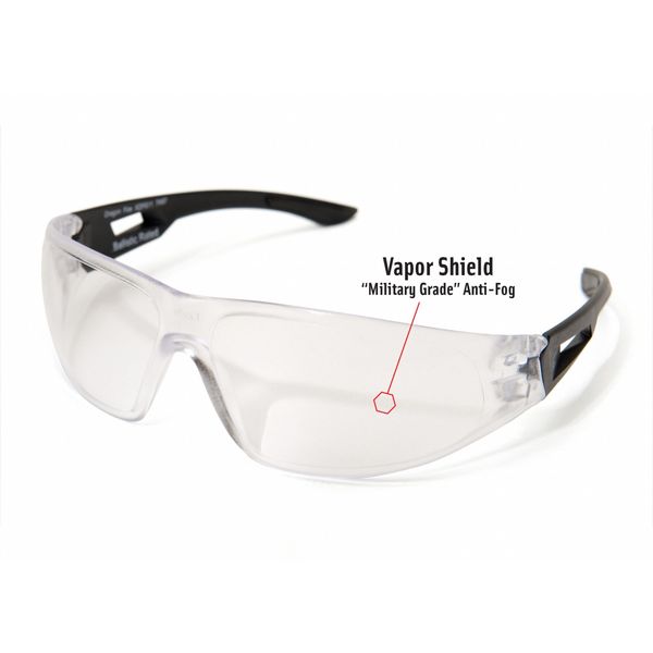 Safety Glasses, Wraparound Clear Polycarbonate Lens, Anti-Fog, Scratch-Resistant