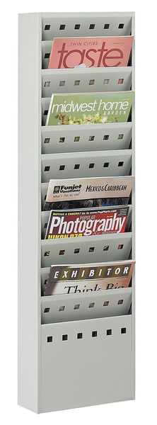 Magazine Rack, 11-Pocket, Gray