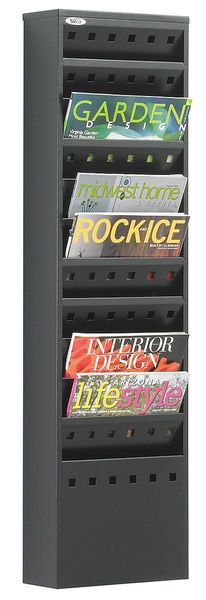 Magazine Rack, 11-Pocket, Black