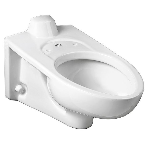 Toilet Bowl, 1.1 to 1.6 gpf, Flushometer, Wall Mount, Elongated, White