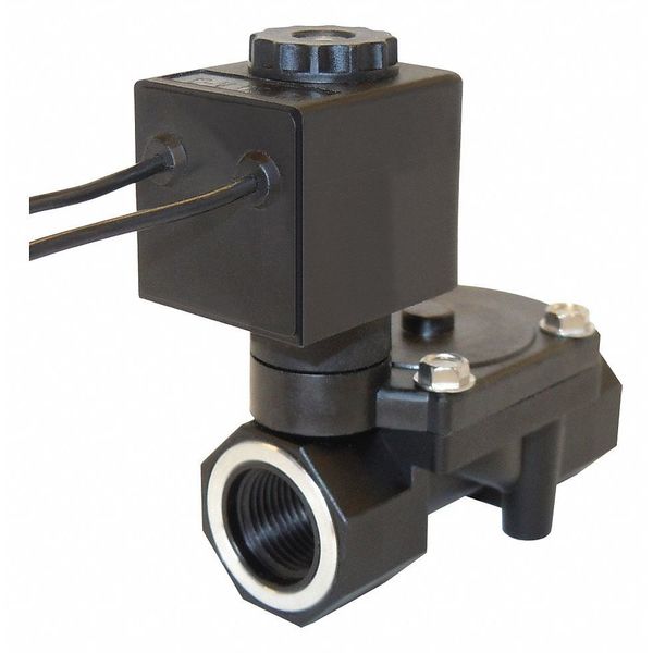 12VDC Glass-Filled Nylon Solenoid Valve, Normally Closed, 1/2 in Pipe Size