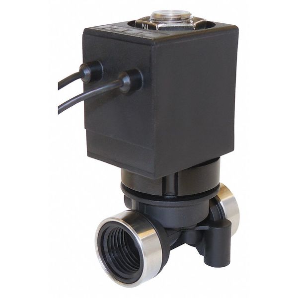 120V AC Glass-Filled Nylon Solenoid Valve, Normally Closed, 1/4 in Pipe Size