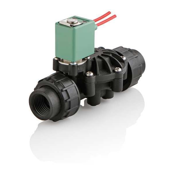 24V DC Polymide, Polyphenylene Ether Solenoid Valve, Normally Open, 3/4 in Pipe Size