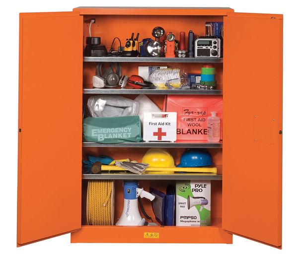 Emergency Safety Cabinet, 65 x 43 x 18, Manual, Orange