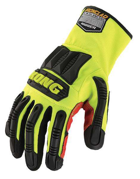 Mechanics Gloves, 3XL, Lime/Black, Double Layer, Spandex