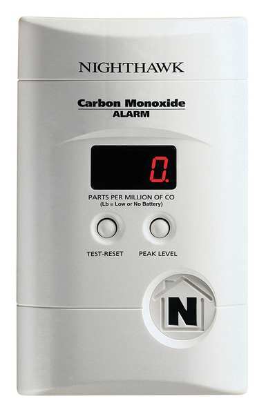 Carbon Monoxide Alarm, Electrochemical Sensor, 85 dB @ 10 ft Audible Alert, 9V