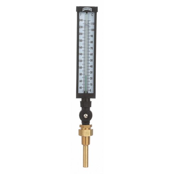 Thermometer, Analog, 30-240 deg, 3/4in NPT