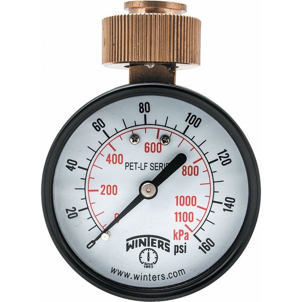 Water Test Gauge, 2.5 in., 0 to 160 psi