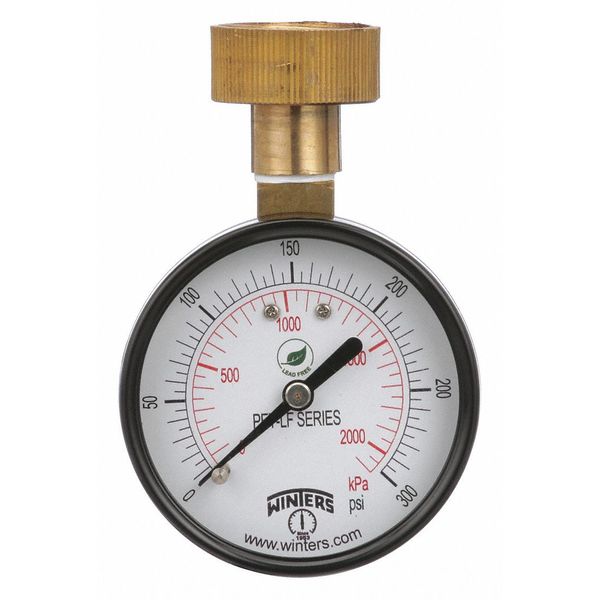 Water Test Gauge, 2.5 in., 0 to 300 psi