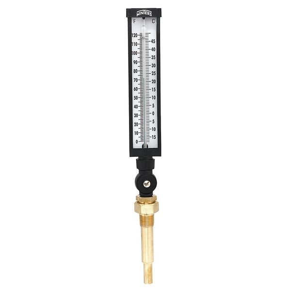 Thermometer, Analog, 0 to120 deg, 3/4in NPT
