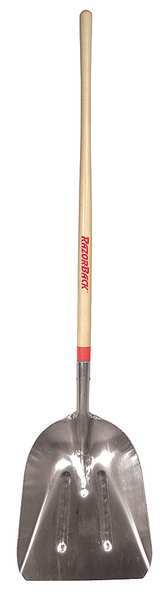 Scoop Shovel, Long, Wood, Aluminum, 18 in.