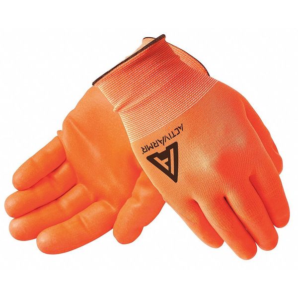 Nitrile H-Vis Coated Gloves, Palm Coverage, Orange, 10, PR