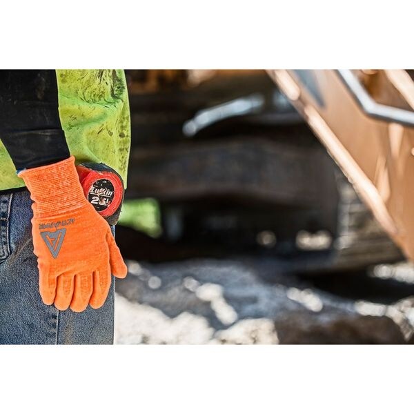Hi-Vis Cut Resistant Coated Gloves, A2 Cut Level, Nitrile/Polyurethane, 10, 1 PR