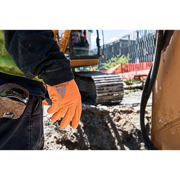 Hi-Vis Cut Resistant Coated Gloves, A2 Cut Level, Nitrile/Polyurethane, 10, 1 PR