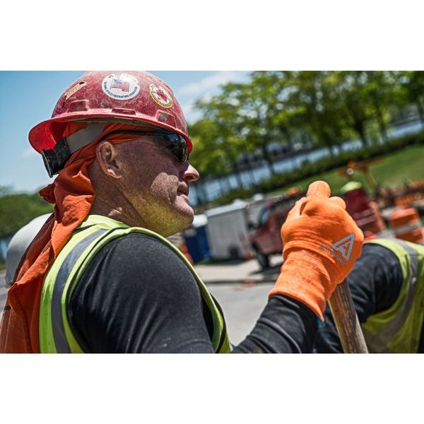 Hi-Vis Cut Resistant Coated Gloves, A2 Cut Level, Nitrile/Polyurethane, 7, 1 PR