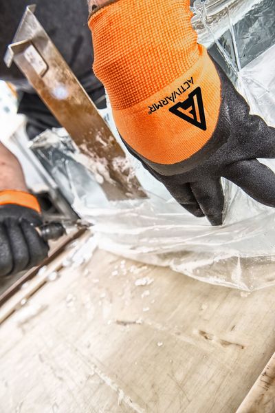 Hi-Vis Cut Resistant Coated Gloves, A2 Cut Level, Nitrile, 9, 1 PR