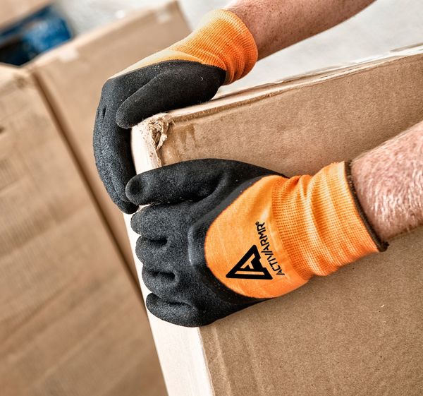 Hi-Vis Cut Resistant Coated Gloves, A2 Cut Level, Nitrile, 9, 1 PR