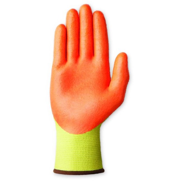 Hi-Vis Cut Resistant Coated Gloves, A5 Cut Level, Nitrile, XS, 1 PR