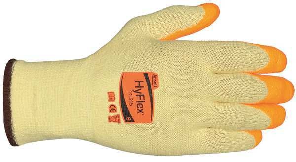 Hi-Vis Cut Resistant Coated Gloves, A5 Cut Level, Nitrile, XL, 1 PR