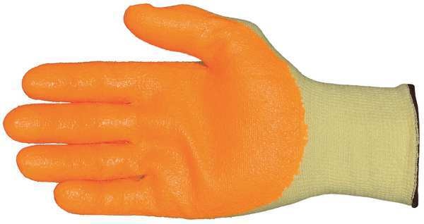 Hi-Vis Cut Resistant Coated Gloves, A5 Cut Level, Nitrile, M, 1 PR