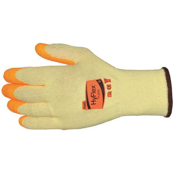 Hi-Vis Cut Resistant Coated Gloves, A5 Cut Level, Nitrile, S, 1 PR