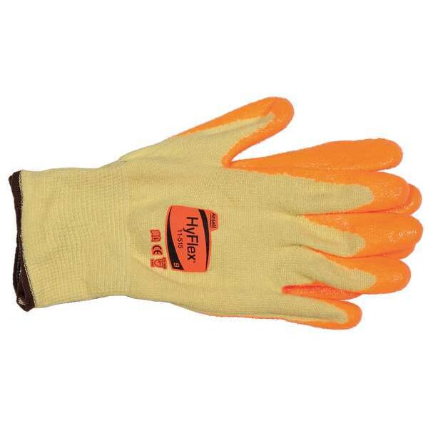Hi-Vis Cut Resistant Coated Gloves, A5 Cut Level, Nitrile, XS, 1 PR