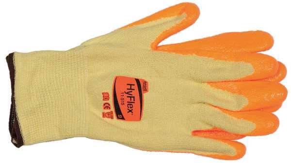 Hi-Vis Cut Resistant Coated Gloves, A5 Cut Level, Nitrile, L, 1 PR