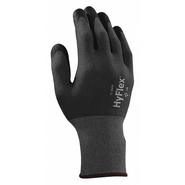 Hyflex Foam Nitrile Coated Gloves, Palm Coverage, Abrasion Level 5, Black, Small (Size 7), 1 Pair