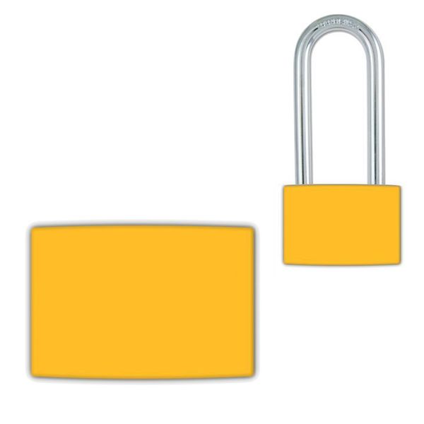 Padlock Label, 1-5/8inHx1-1/2inW, PK25, LMBBT107AAC