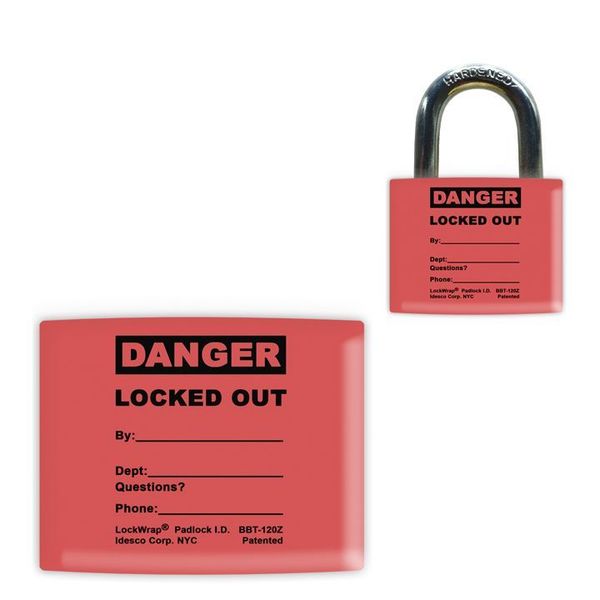Padlock Label, 2-1/8inHx 1-1/2inW, PK25, LMBBT121AAC