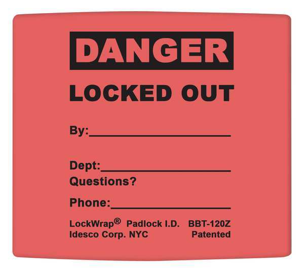 Padlock Label, 2-1/8inHx 1-1/2inW, PK25, LMBBT121AAC