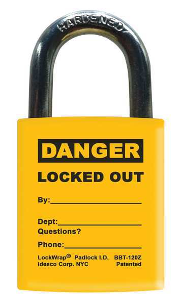 Padlock Label, 2-1/8inHx1-1/2inW, PK25, LMBBT122AAC