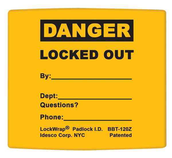 Padlock Label, 2-1/8inHx1-1/2inW, PK25, LMBBT122AAC