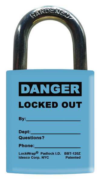 Padlock Label, 2-1/8inHx1-1/2inW, PK25, LMBBT123AAC