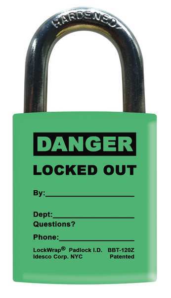 Padlock Label, 2-1/8inHx1-1/2inW, PK25, LMBBT124AAC