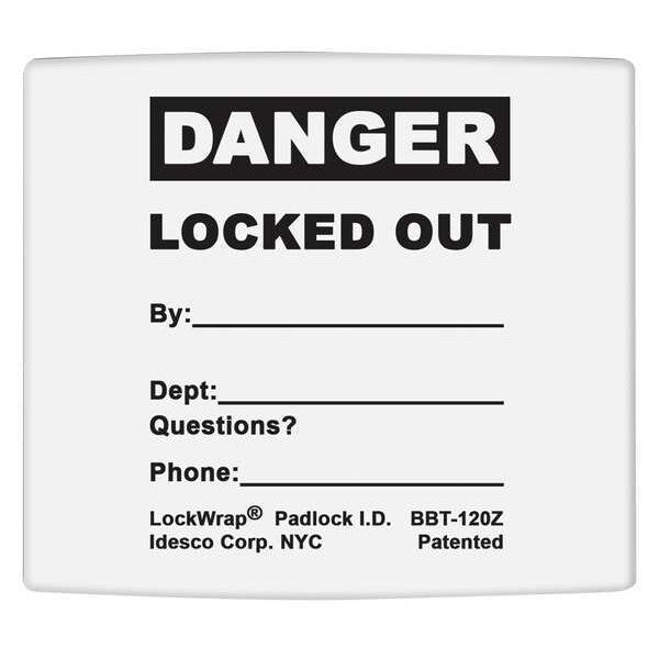 Padlock Label, 2-1/8inHx 1-1/2inW, PK25, LMBBT125AAC