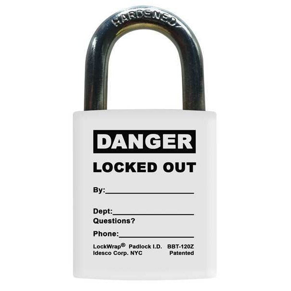 Padlock Label, 2-1/8inHx 1-1/2inW, PK25, LMBBT125AAC