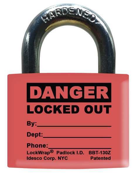 Padlock Label, 1-5/8inHx1-1/2inW, PK25, LMBBT126AAC