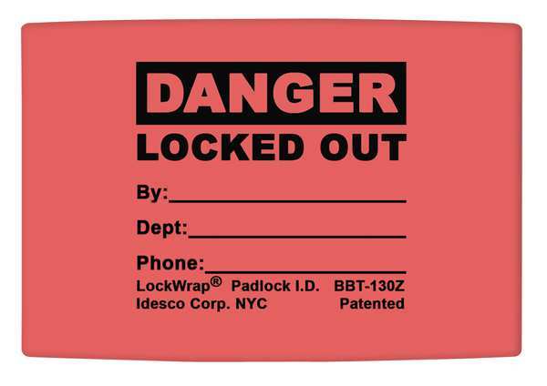 Padlock Label, 1-5/8inHx1-1/2inW, PK25, LMBBT126AAC