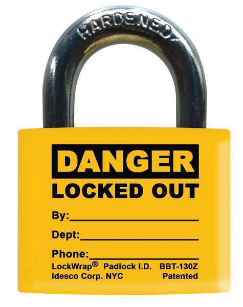 Padlock Label, 1-5/8inHx1-1/2inW, PK25, LMBBT127AAC
