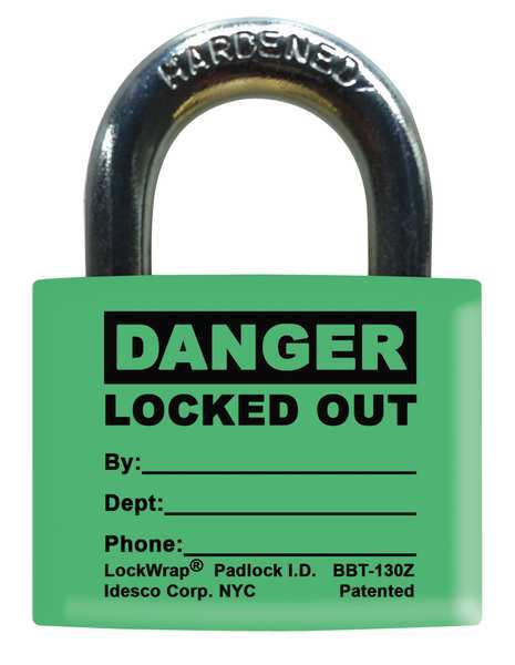 Padlock Label, 1-5/8inHx 1-1/2inW, PK25