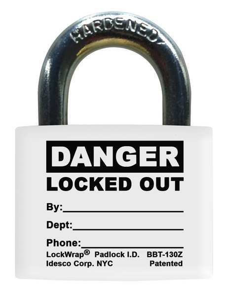 Padlock Label, 1-5/8inHx1-1/2inW, PK25, LMBBT130AAC