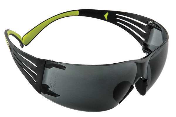 Safety Glasses, Wraparound Gray Polycarbonate Lens, Anti-Fog