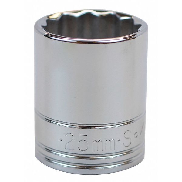 1/2 in Drive, 25mm 12 pt Metric Socket, 12 Points