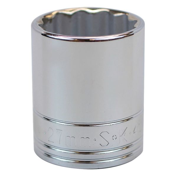 1/2 in Drive, 27mm 12 pt Metric Socket, 12 Points