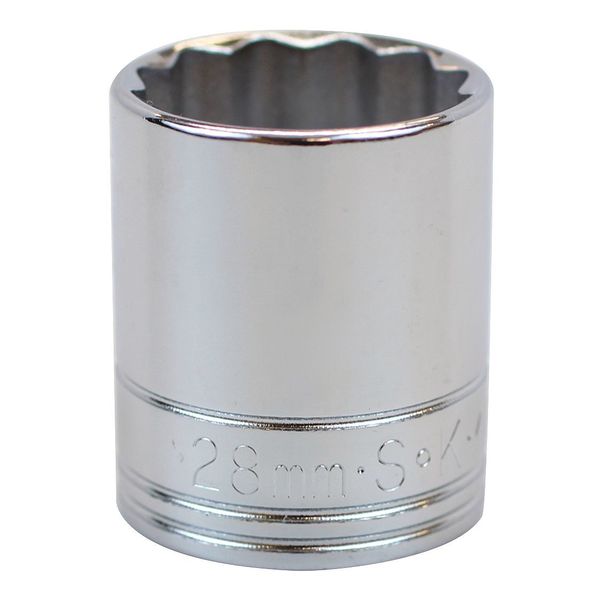 1/2 in Drive, 28mm 12 pt Metric Socket, 12 Points