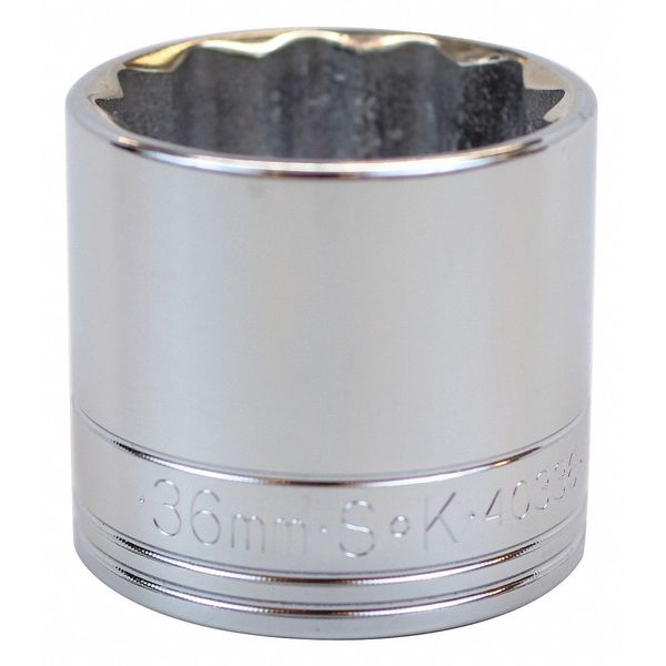 1/2 in Drive, 36mm 12 pt Metric Socket, 12 Points