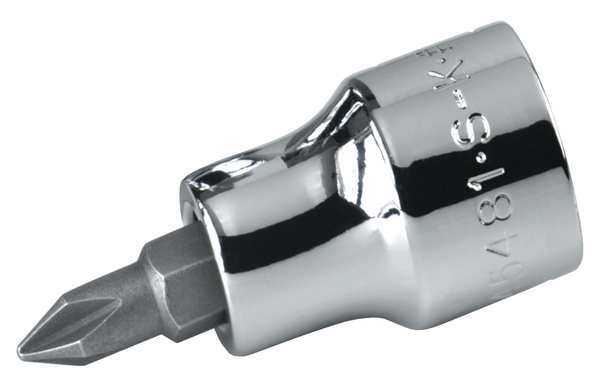 #2 Tip, Socket Bit, SAE 1/4 in Drive