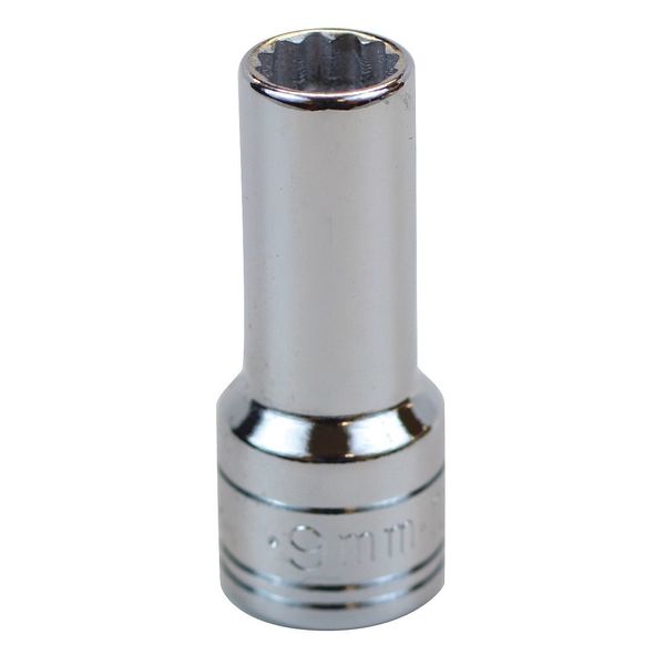 3/8 in Drive, 9mm 12 pt Metric Socket, 12 Points
